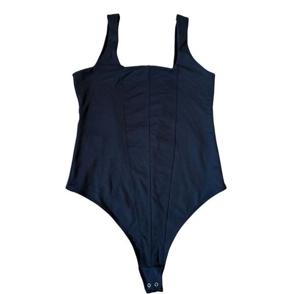 Abercrombie & Fitch Square Neck Bodysuit size L Black Soft Collection - Picture 1 of 6
